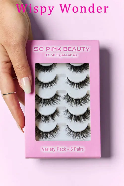 SO PINK BEAUTY Mink Eyelashes Variety Pack 5 Pairs Crimson Medea