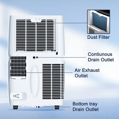 Portable Air Conditioners 12000 BTU, Room Air Conditioning Portable for Room, 24H Timer, 5-In-1 Quiet AC Unit as Cooler Dehumidifier Fan, Remote Control Window Kit Included