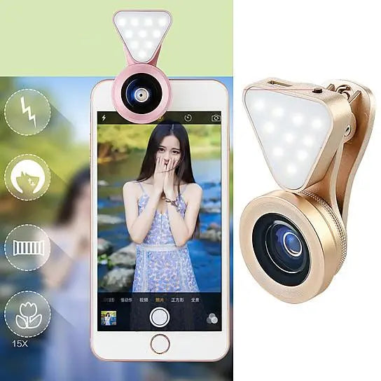 Glow Face 3 In 1 Photo Lens And Fill Lighting Clip Salmon Lucky