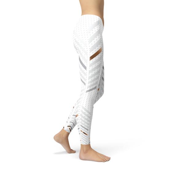 Womens White Stripes Leggings Maroon Sooty