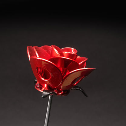 Red and Black Immortal Roses, Recycled Metal Roses, Steel Rose Turquoise Poppy