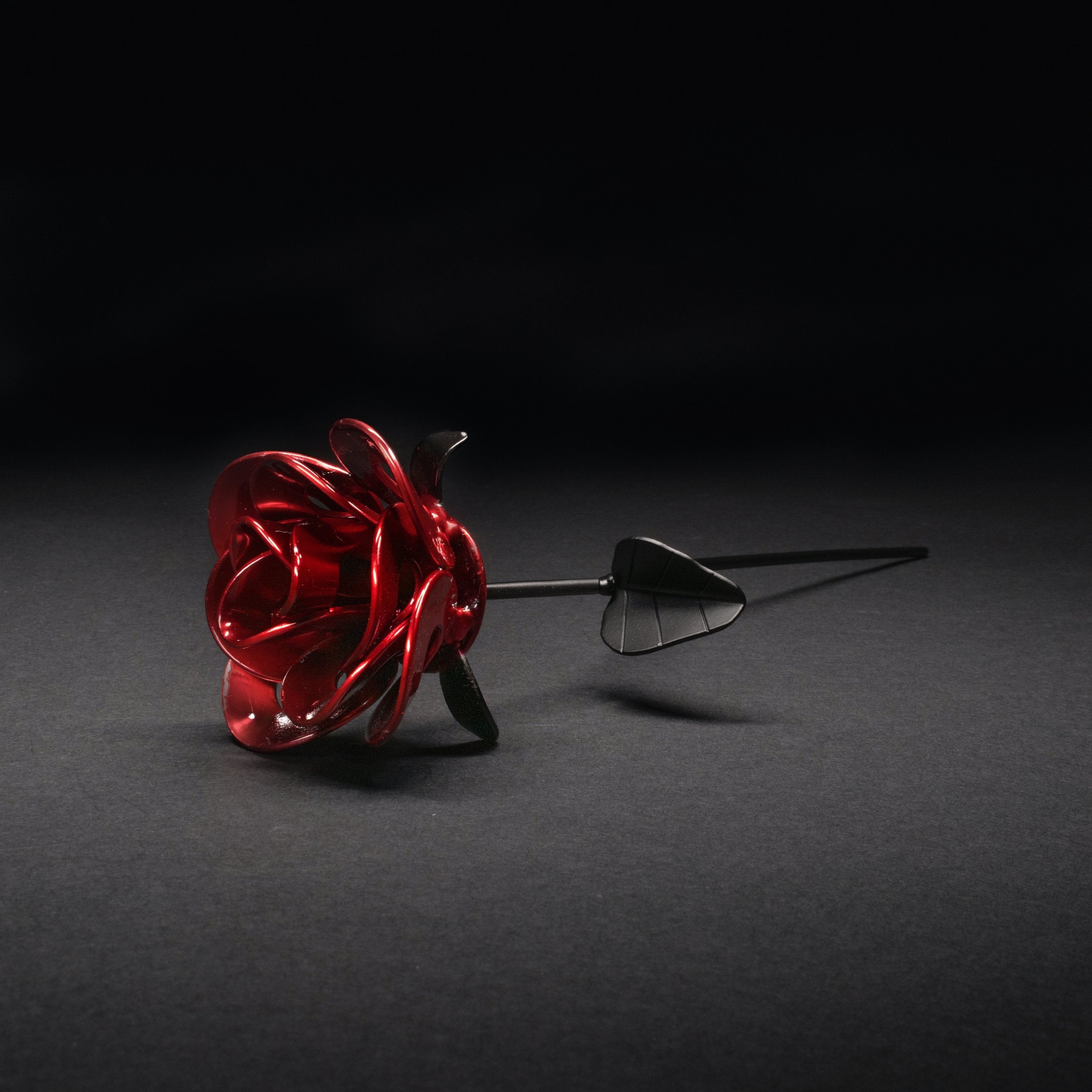 Red and Black Immortal Roses, Recycled Metal Roses, Steel Rose Turquoise Poppy