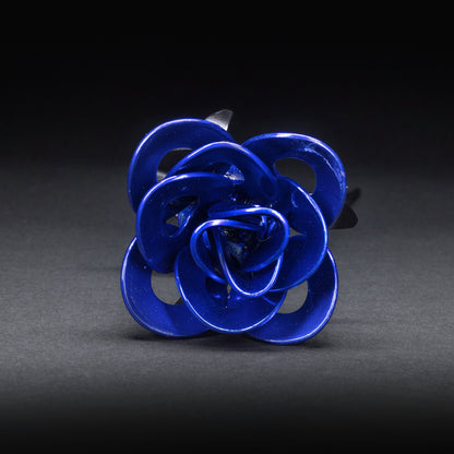 Blue and Black Immortal Rose, Recycled Metal Rose, Steel Rose Turquoise Poppy
