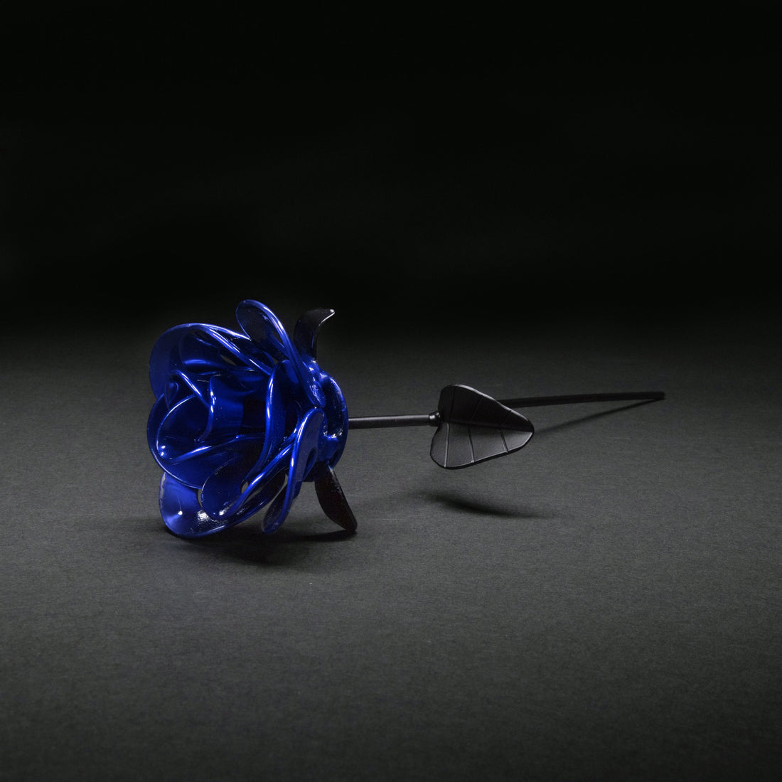 Blue and Black Immortal Rose, Recycled Metal Rose, Steel Rose Turquoise Poppy