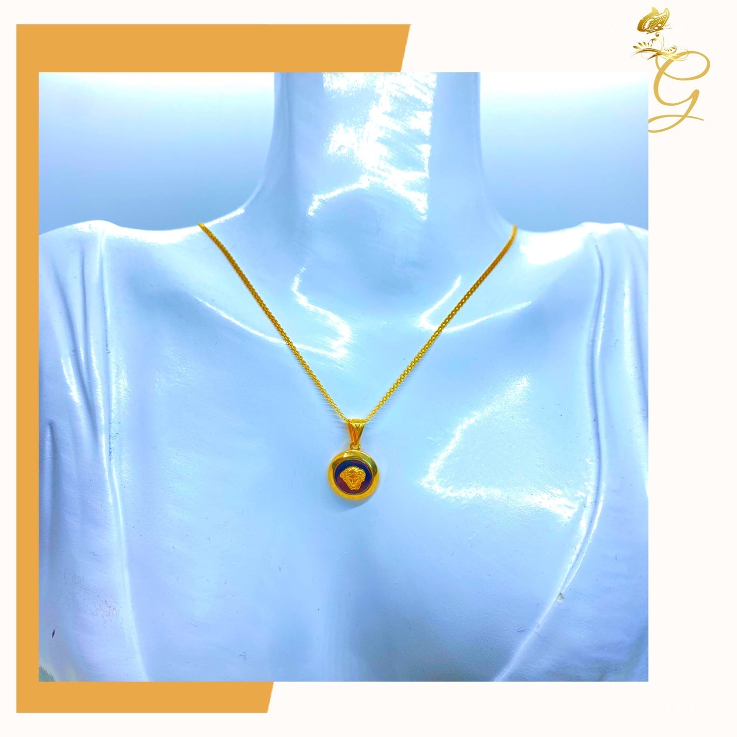 18K Real Gold Necklace 18” Yellow Angel