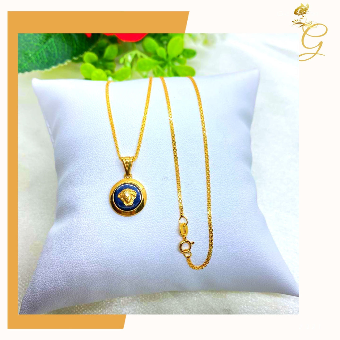 18K Real Gold Necklace 18” Yellow Angel