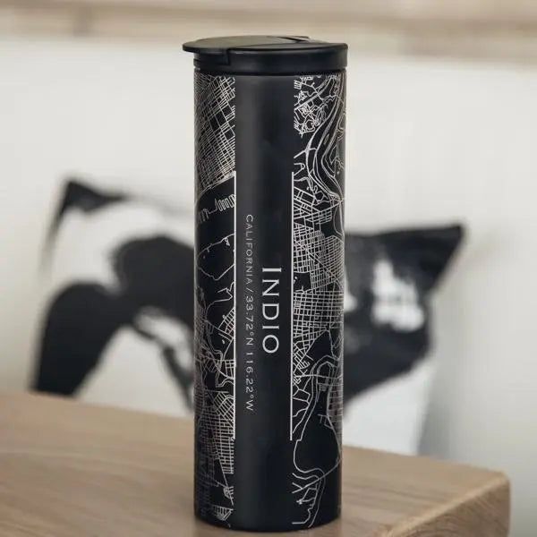 Indio - California Map Tumbler in Matte Black Cyan Castor