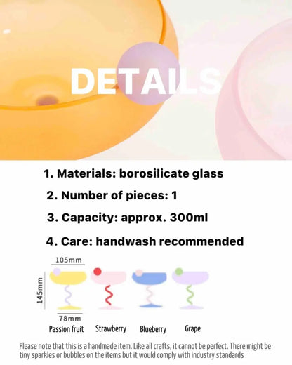 Jelly Bean Wine Glass - Whimsical Eclectic Dopamine Cocktail Coupe Inspecial Home