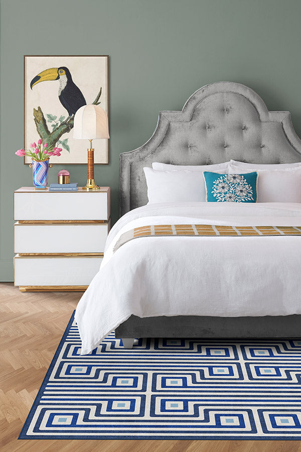 Jonathan Adler Greenwich Blue Tufted Rug Cerise Coconut