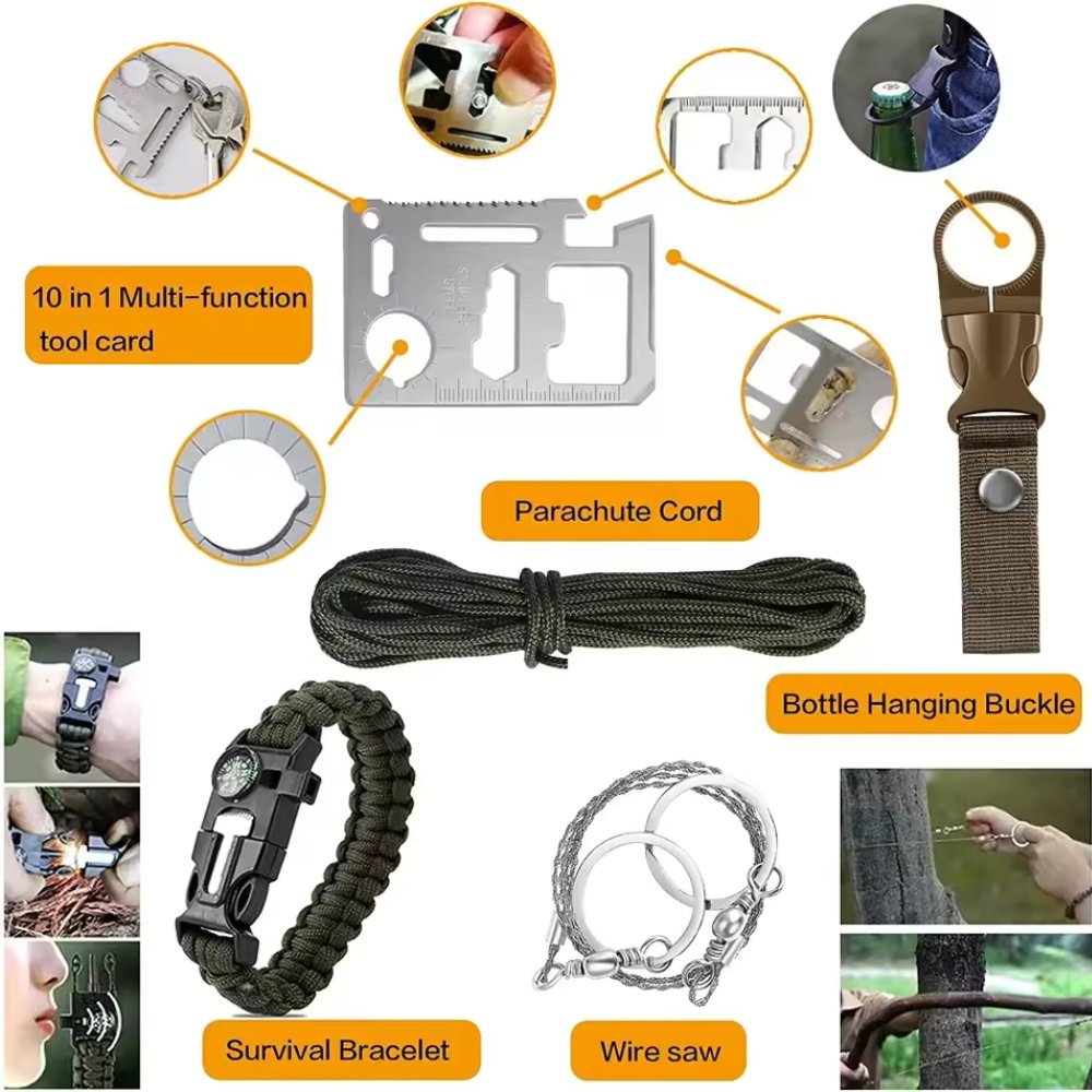 31 in 1 Outdoor Emergency Survival Gear Kit Camping Tactical Tools Crimson Eurybia