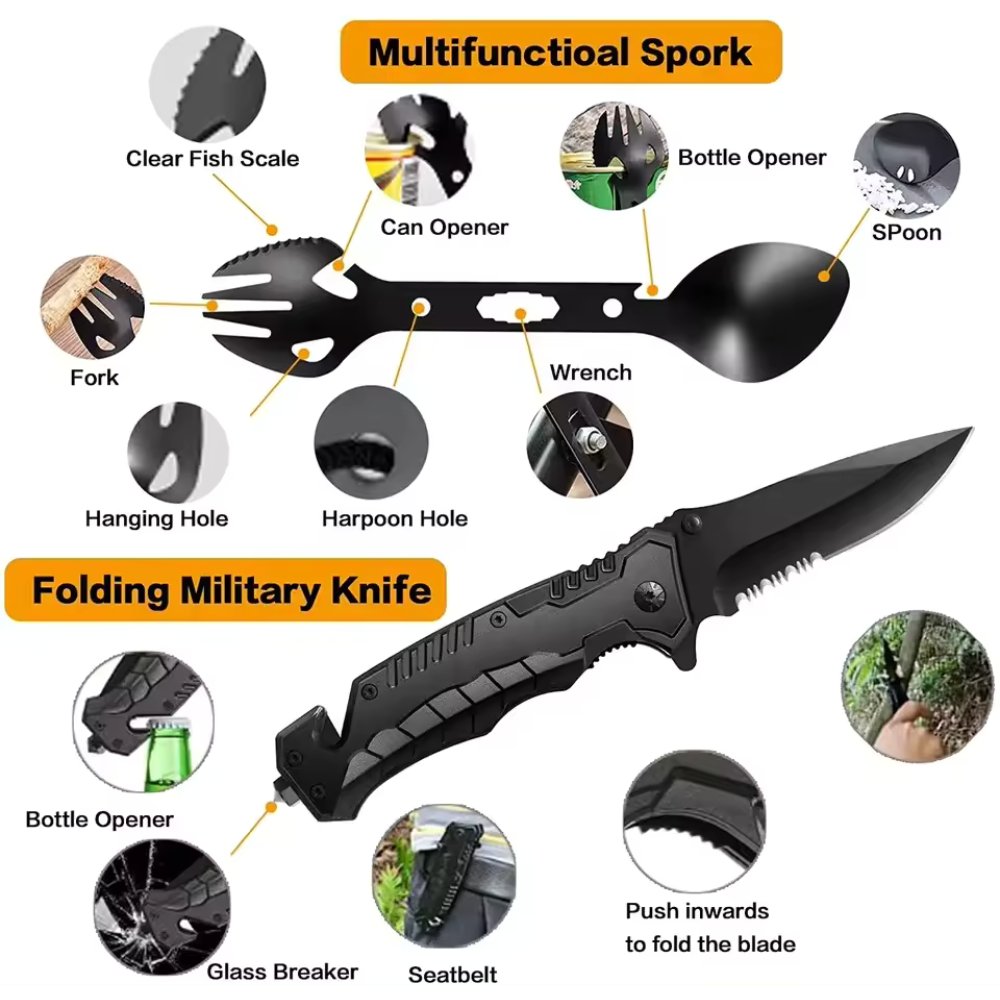 31 in 1 Outdoor Emergency Survival Gear Kit Camping Tactical Tools Crimson Eurybia