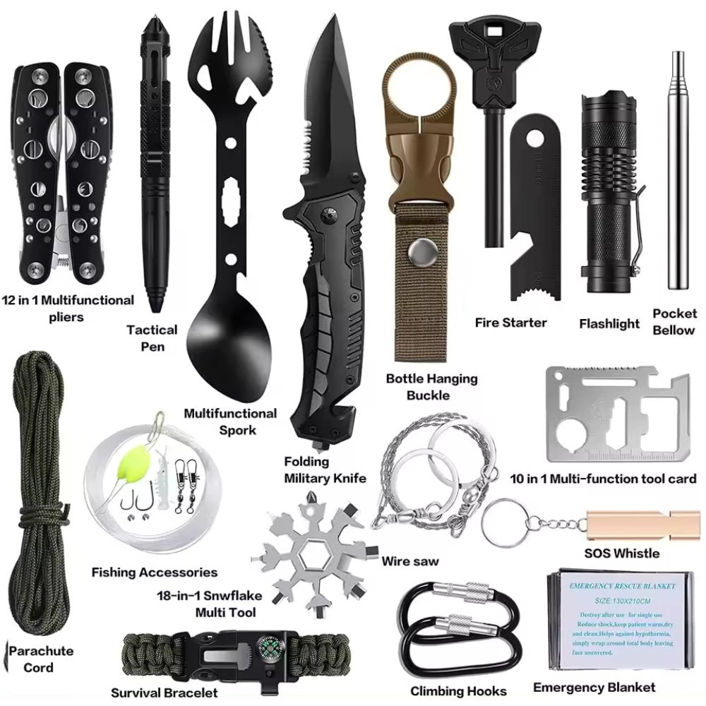 31 in 1 Outdoor Emergency Survival Gear Kit Camping Tactical Tools Crimson Eurybia
