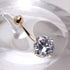 14Kt Yellow Gold Navel Ring with Large Clear Round Prong Set CZ Peridot