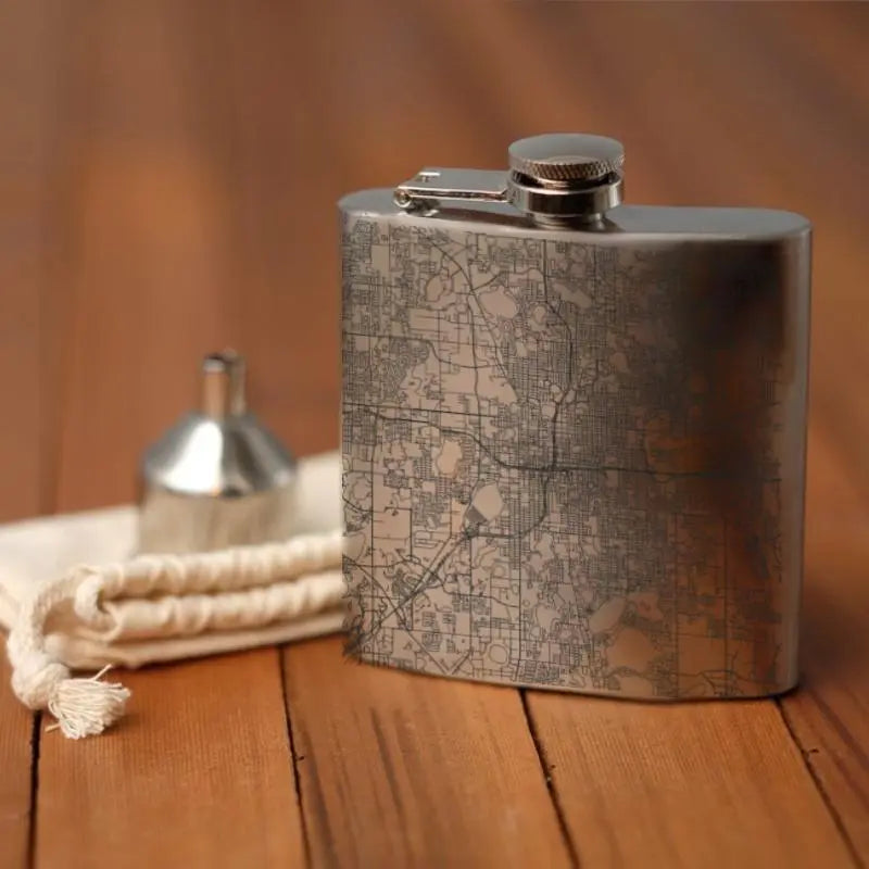Orlando - Florida Map Hip Flask Cyan Castor