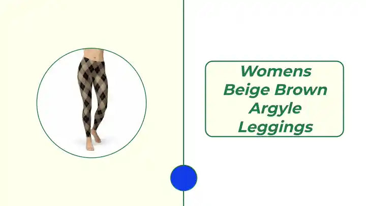 Womens Beige Brown Argyle Leggings by@Outfy