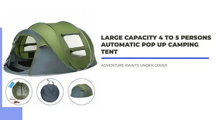Large Capacity 4 to 5 Persons Automatic Pop Up Camping Tent by@Outfy