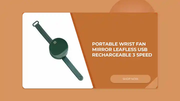 Portable Wrist Fan Mirror Leafless USB Rechargeable 3 Speed by@Outfy