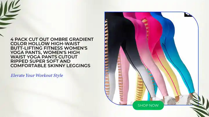 4 Pack Cut Out Ombre Gradient Color Hollow High-waist Butt-lifting Fitness Women&amp;