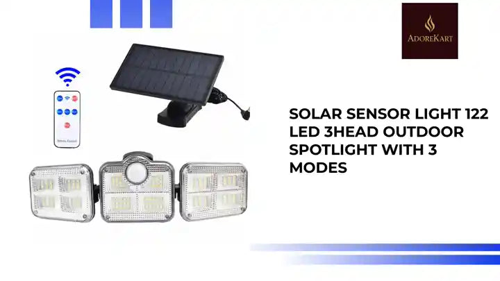 Solar Sensor Light 122 LED 3Head Outdoor Spotlight with 3 Modes by@Outfy