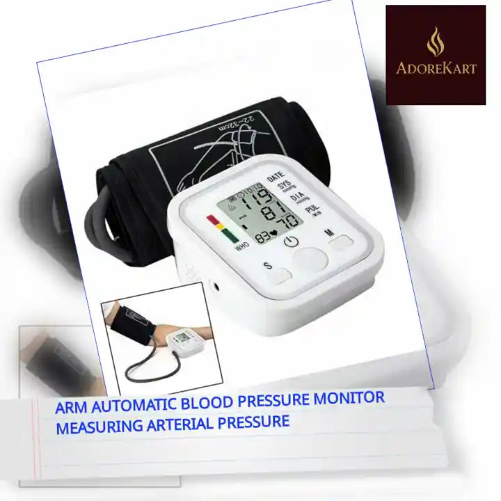 Arm Automatic Blood Pressure Monitor for pets with LCD screen, WHO classification, and IHB arrhythmia detection, ideal for health care use.