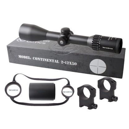 Optics Continental HD 2-12x50 Riflescope Clear View Hunting Rifle Yellow Angel