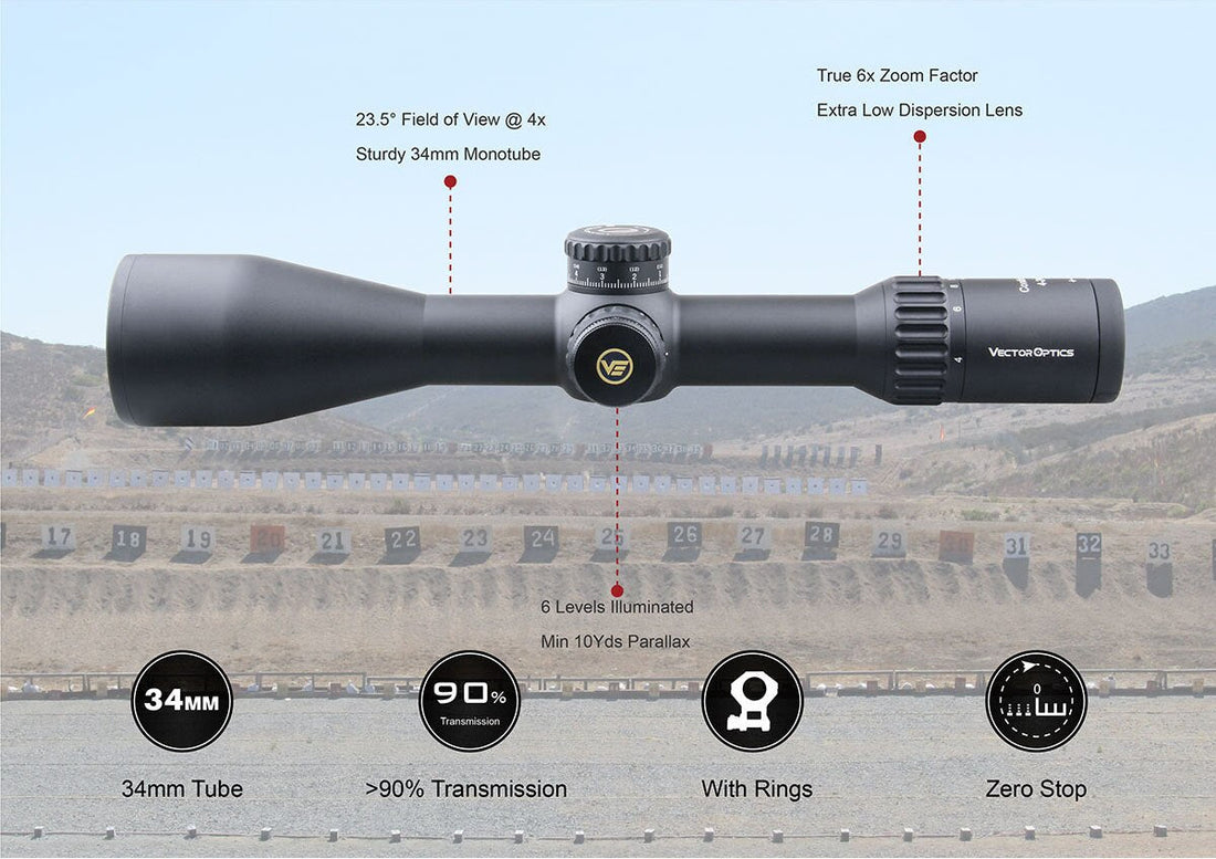 Vector Optics Continental 4-24x56 HD 34mm FFP Hunting Riflescope Yellow Angel