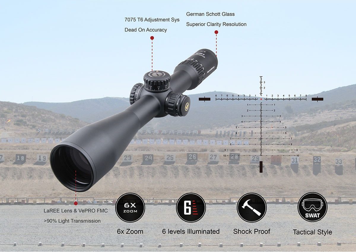 Vector Optics 34mm Continental 5-30x56 HD FFP Hunting Riflescopes 1/10 Yellow Angel