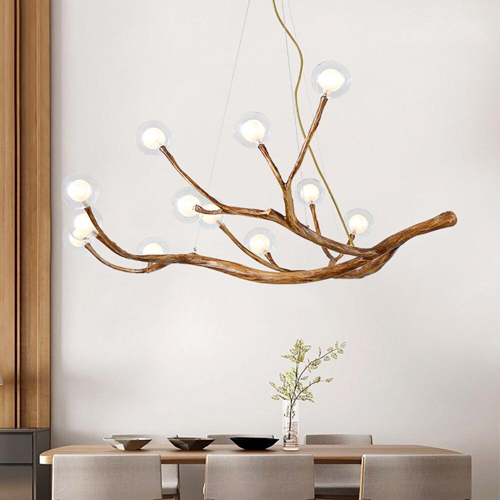 Nordic LED Branch Chandelier Lights Living room Lamps Modern Molecular Yellow Angel
