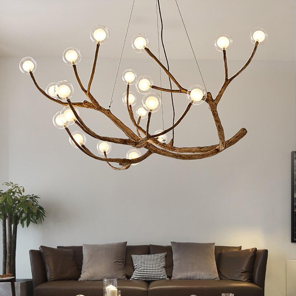 Nordic LED Branch Chandelier Lights Living room Lamps Modern Molecular Yellow Angel