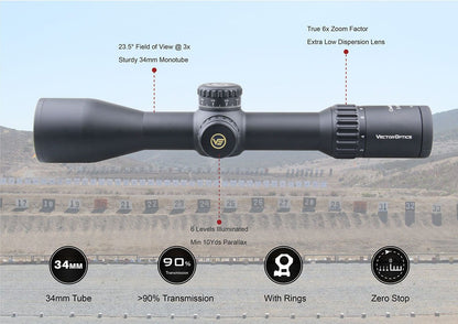 Vector Optics Continental 3-18x50 HD FFP Hunting Riflescope 1/10 MIL Yellow Angel