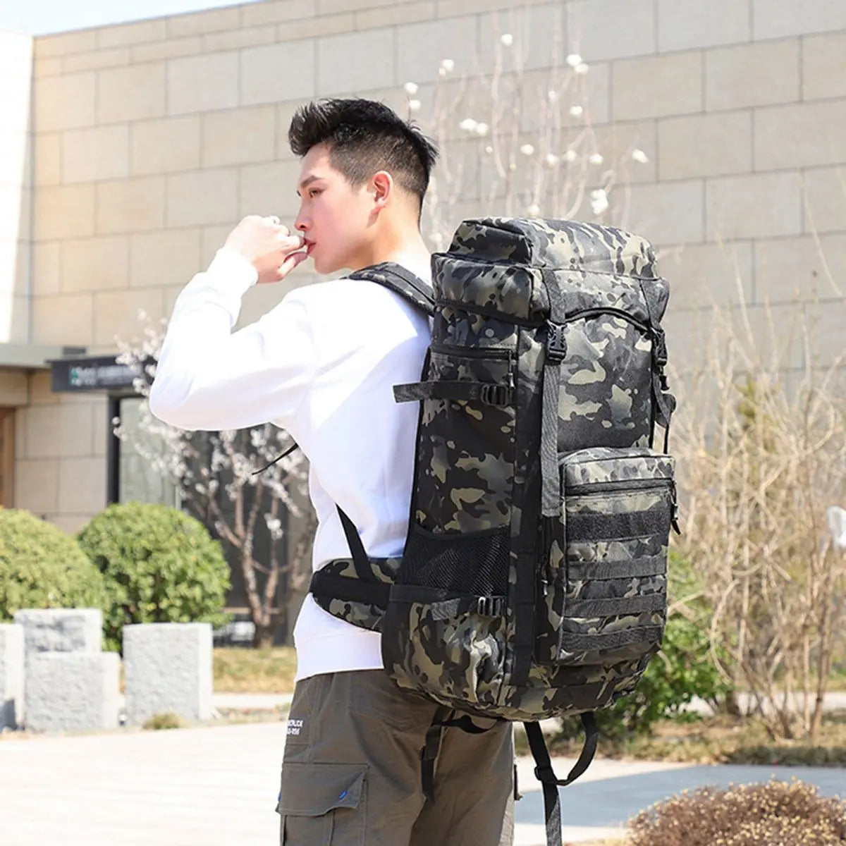 Waterproof Outdoor Camping 70L Military Backpack Yellow Pandora