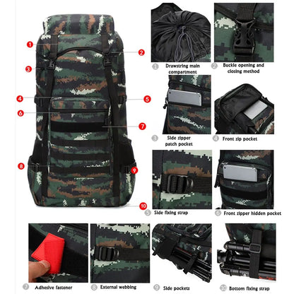 Waterproof Outdoor Camping 70L Military Backpack Yellow Pandora