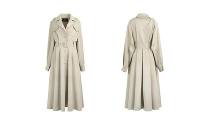 Green Solid Single Breasted Oversize Casual Women Trench Coat,Spring Yellow Angel