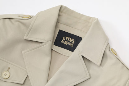 Green Solid Single Breasted Oversize Casual Women Trench Coat,Spring Yellow Angel