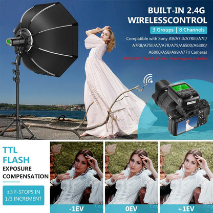 VISION2 200Ws 2.4G TTL Flash Strobe For Sony DSLR Cameras,1/8000 HSS Yellow Angel