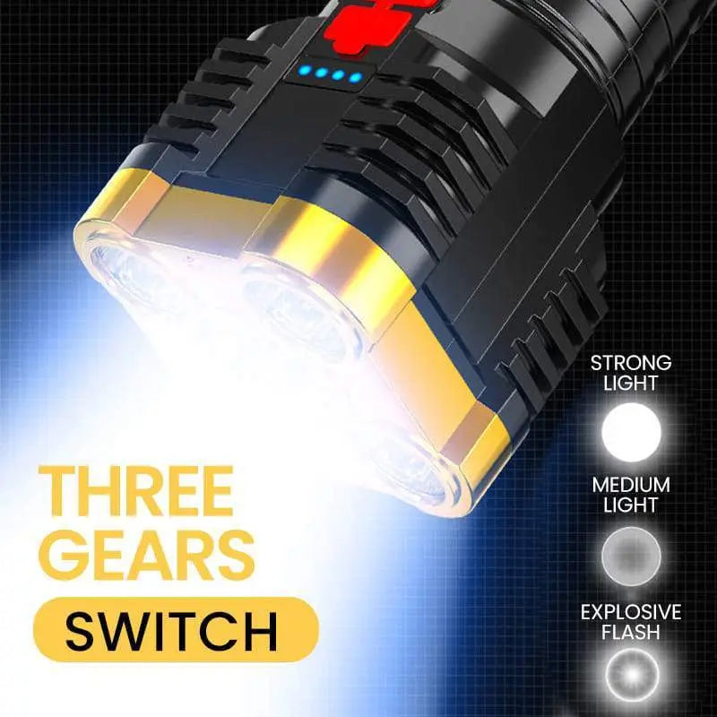 Ultra Bright Waterproof Outdoor LED Flashlight with Side Lamp Yellow Pandora