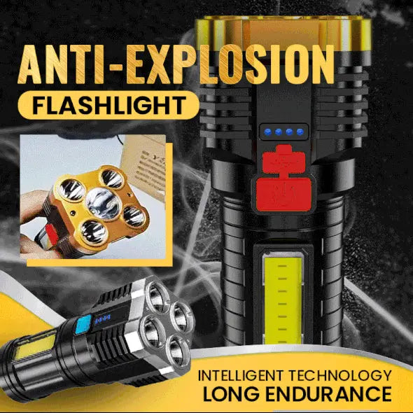 Ultra Bright Waterproof Outdoor LED Flashlight with Side Lamp Yellow Pandora