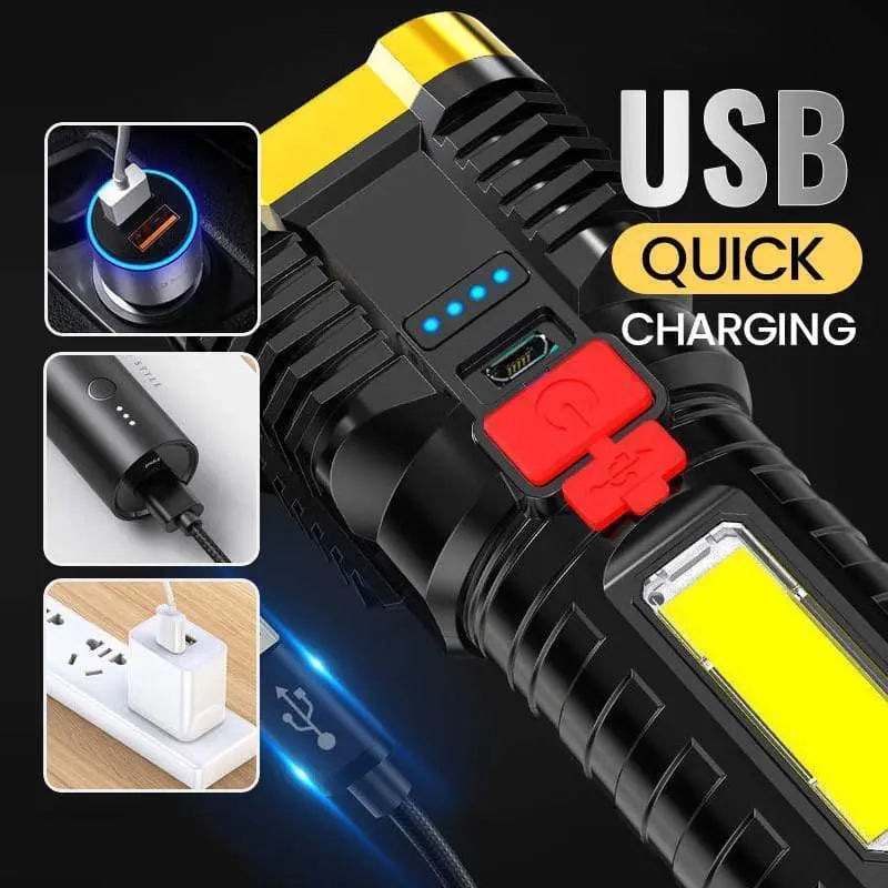 Ultra Bright Waterproof Outdoor LED Flashlight with Side Lamp Yellow Pandora