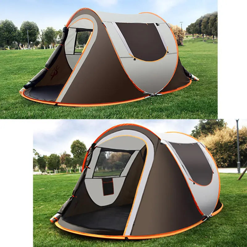 Large Capacity 4 to 5 Persons Automatic Pop Up Camping Tent Yellow Pandora