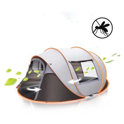 Large Capacity 4 to 5 Persons Automatic Pop Up Camping Tent Yellow Pandora