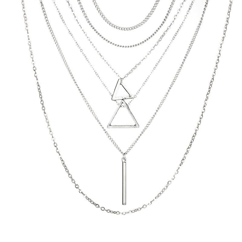 Double Triangle Multilayer Necklace Jasper