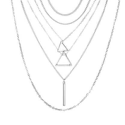 Double Triangle Multilayer Necklace Jasper